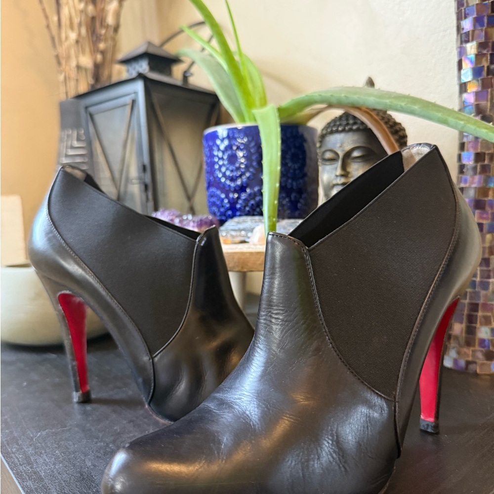 Christian Louboutin Black Leather Belle Ankle Booties